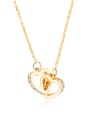 thumb Copper With Gold Plated Fashion with two heart Necklaces 0
