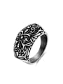 thumb Personality Stainless Steel Flower Pattern Painting Ring 0