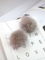thumb Personalized Fluffy Ball 925 Silver Line Earrings 2