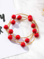 thumb Alloy With Gold Plated Casual red Ball Bracelets 1