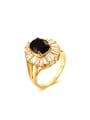 thumb Trendy Gold Plated Black Zircon Copper Ring 0