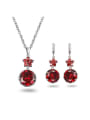 thumb Personality Red Round Shaped Zircon Two Pieces Jewelry Set 0