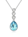 thumb Simple Water Drop Heart austrian Crystals Alloy Necklace 2
