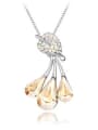 thumb Exquisite Water Drop austrian Crystals Little Leaf Alloy Necklace 1