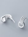 thumb 925 Sterling Silver With Silver Plated Personality Circle Weaving Stud Earrings 0