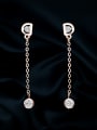 thumb Copper With Cubic Zirconia Simplistic Monogrammed  "D"Threader Earrings 0
