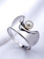 thumb Elegant Platinum Plated Artificial Pearl Women Ring 2