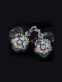 thumb Exaggerate Colorful Flower Drop Chandelier earring 1