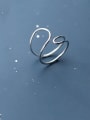 thumb 925 Sterling Silver With Platinum Plated Simplistic Double Layer Free Size Rings 0