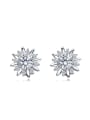thumb Tiny Cubic austrian Crystals Flowery 925 Silver Stud Earrings 0