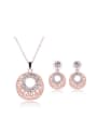 thumb Alloy Rose Gold Plated Fashion Rhinestones Hollow Circle Two Pieces Jewelry Set 0