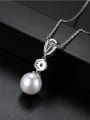 thumb Copper inlaid AAA zircon imitation pearl Water Drop Necklace 2