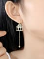 thumb Copper With Gold Plated Delicate Castle Pendant Asymmetry Drop Earrings 1