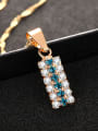 thumb Fashion Rectangular Cubic Zirconias Copper Necklace 1