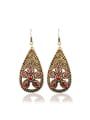 thumb Bohemia style Antique Gold Plated Resin stones Water Drop Alloy Drop Earrings 0