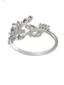 thumb Fashion Little Leaves Marquise Zircon Silver Opening Ring 3