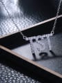 thumb Exquisite 925 Silver Letter Shaped Zircon Necklace 2