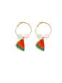 thumb Alloy With Rose Gold Plated Cute Colored Beads Ring  Friut Clip On Earrings 4