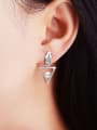 thumb Simple Hollow Triangle Imitation Pearl Cubic Zircon Copper Stud Earrings 1