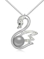 thumb Exquisite Imitation Pearl Shiny White Crystals-studded Swan Alloy Necklace 2