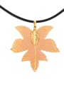 thumb Trendy Gold Plated Natural Leaf Artificial Leather Necklace 0