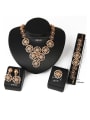 thumb Alloy Imitation-gold Plated Vintage style Hollow Flowers CZ Four Pieces Jewelry Set 2
