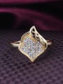 thumb Creative 18K Gold Plated Leaf Shaped Zircon Ring 2