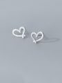thumb 925 Sterling Silver With Platinum Plated Simplistic Heart Stud Earrings 0