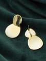 thumb 925 Sterling Silver With Glossy Simplistic Oval geometry Drop Earrings 2