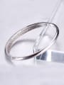 thumb Copper Alloy White Gold Plated Simple style Zircon Bangle 1