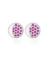 thumb Round-shape Micro Pave Pink Crystal Stud Earrings 0