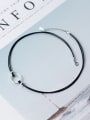 thumb Fashionable Round Shaped Artificial Leather Silver Choker 0