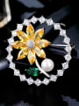 thumb Copper With  Cubic Zirconia Trendy Flower Brooches 0