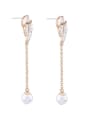 thumb Flower Artificial Pearls Drop Chandelier earring 1