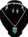 thumb Retro style Turquoise stones Owl Alloy Three Pieces Jewelry Set 0