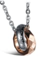thumb Personalized Double Rings Pendant Titanium Lovers Necklace 2
