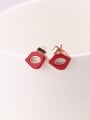 thumb Red Enamel Fashion Stud Earrings 0