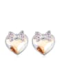 thumb Fashion Heart austrian Crystal Little Shiny Bowknot Stud Earrings 2