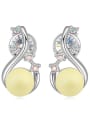 thumb Personalized Imitation Pearl White Crystals-studded Alloy Stud Earrings 3