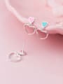 thumb 925 Sterling Silver With Platinum Plated Cute Hollow  Heart Drop Earrings 1