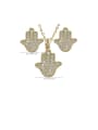 thumb Copper With Cubic Zirconia Personality Palm Earrings And Necklaces  2 Piece Jewelry Set 2