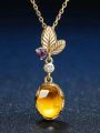 thumb Exquisite Women Pendant with Egg-shape Yellow Crystal 2