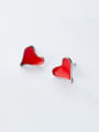 thumb Exquisite Red Heart Shaped Glue S925 Silver Stud Earrings 0