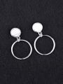 thumb Simple Stone Round Silver Earrings 3