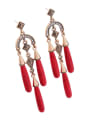 thumb Retro Style Stones Red Elegant Wedding Party Drop Earrings 2