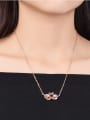 thumb Colorful Double Swan Shaped Zircon Necklace 1