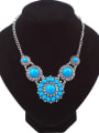 thumb Bohemia Retro style Turquoise stones Flower Alloy Necklace 0