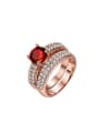 thumb Exquisite Red Zircon Rose Gold Plated Ring Set 0