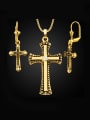thumb 18K Gold Plated Retro Cross Two Pieces Jewelry Set 0
