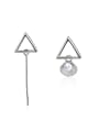 thumb Personalized Asymmetrical Hollow Triangle Imitation Pearl Stud Earrings 0